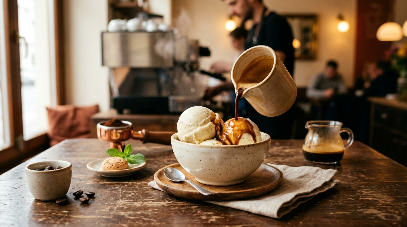 Przygotowanie kawy affogato